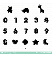 Mama Elephant BALLOON ET CETERA NUMBERS stamp set